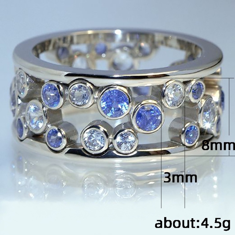 New Women’s 925 Silver Round Shape Sapphire Ring - Picture 3 of 3